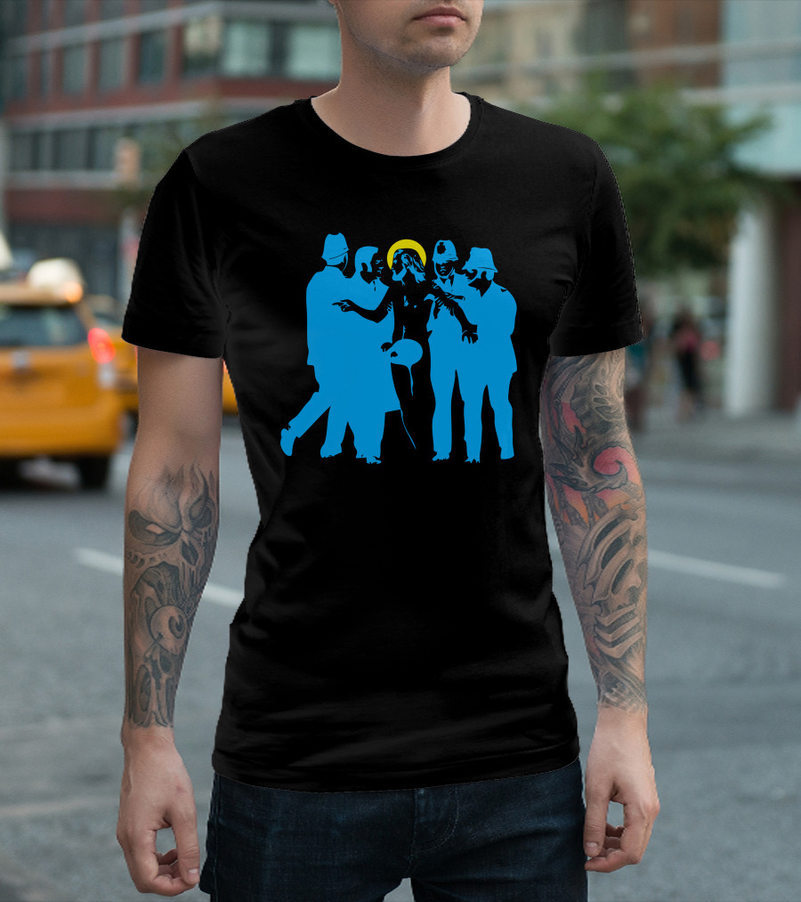 Jc Was A Streaker Arrested by Police Officers with Halo Iconography T-Shirt