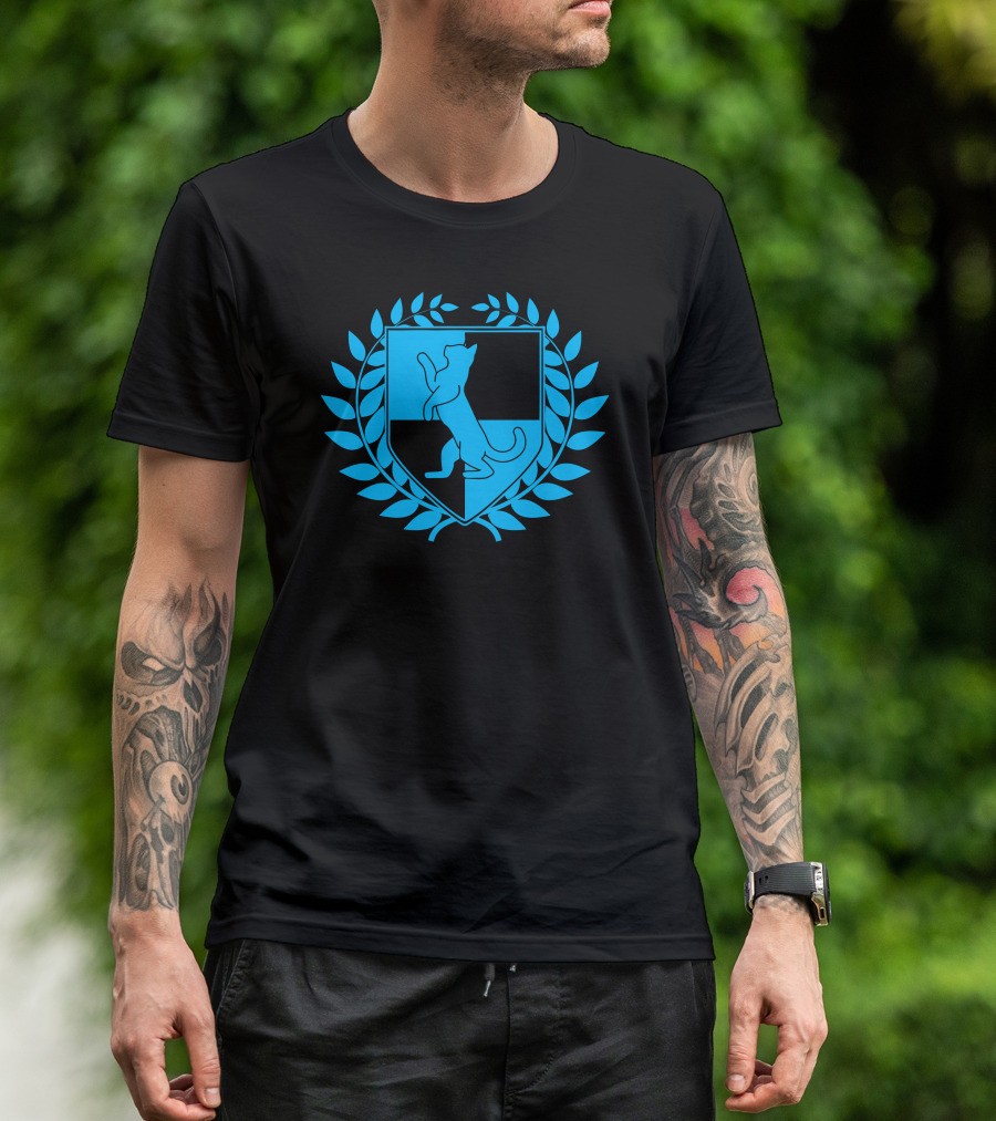 Kitten Crest Blue Laurel Emblem T-Shirt