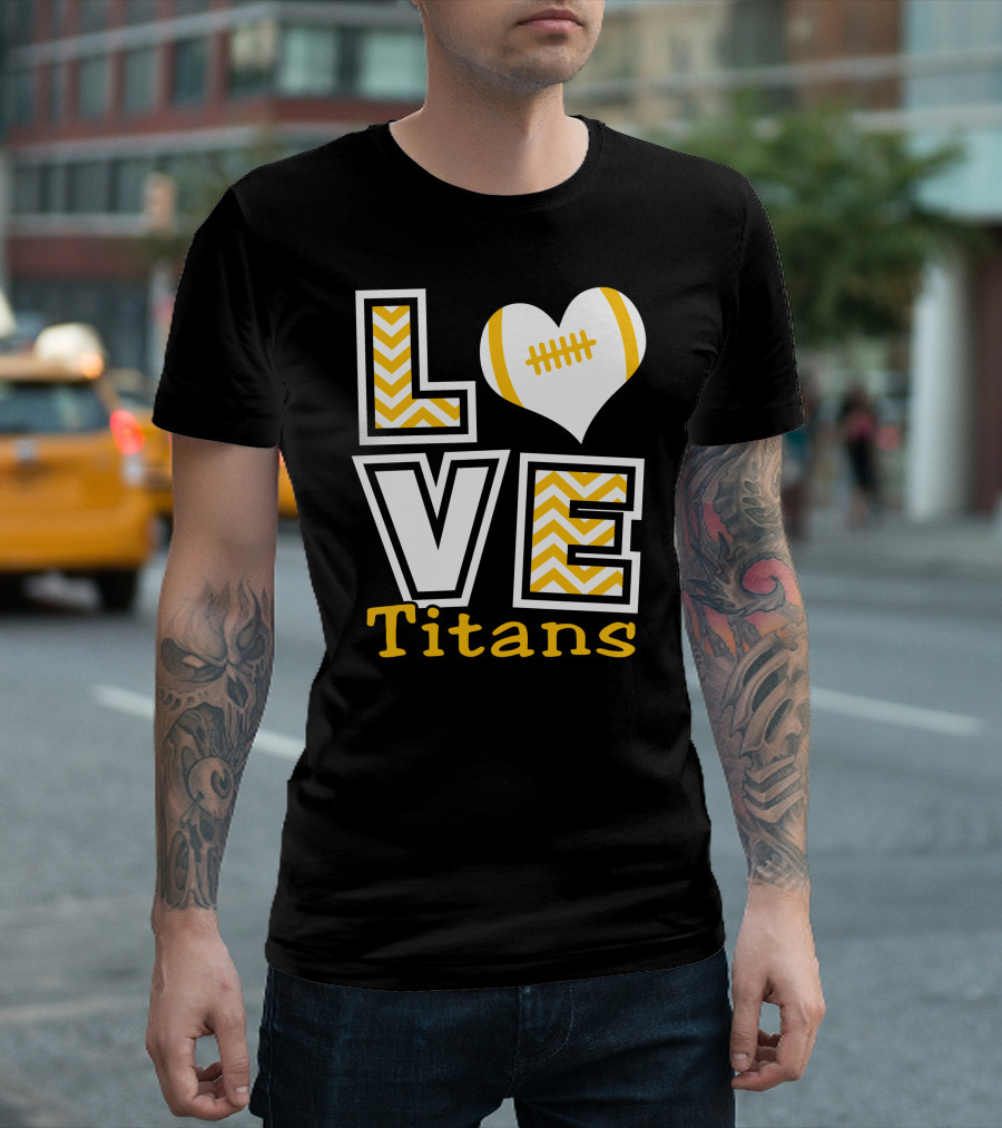 LOVE Titans Football Heart T-Shirt