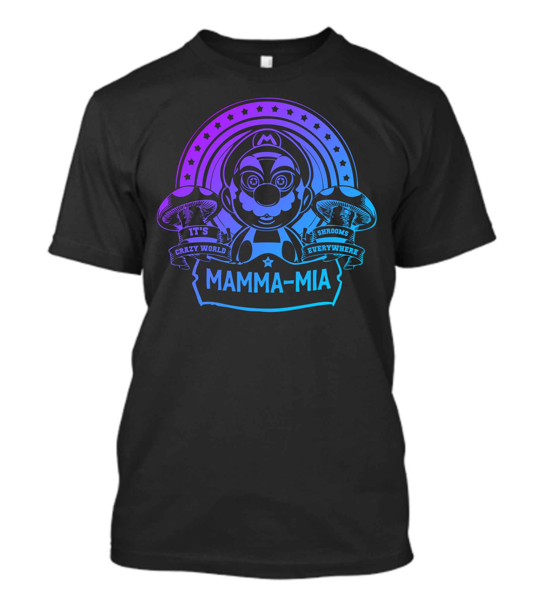 Mamma Mia It's A Crazy World Shrooms Everywhere Mario T-Shirt