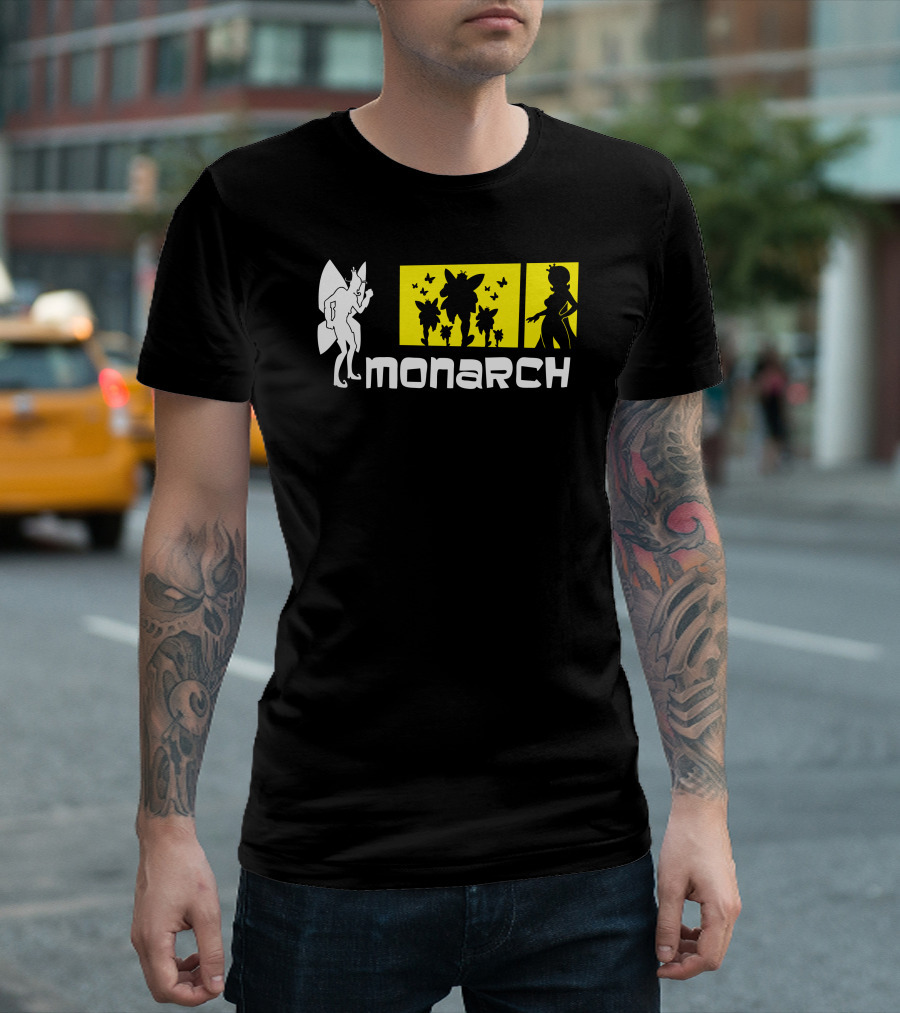 Monarch Silhouette Figures with Wings and Butterflies T-Shirt