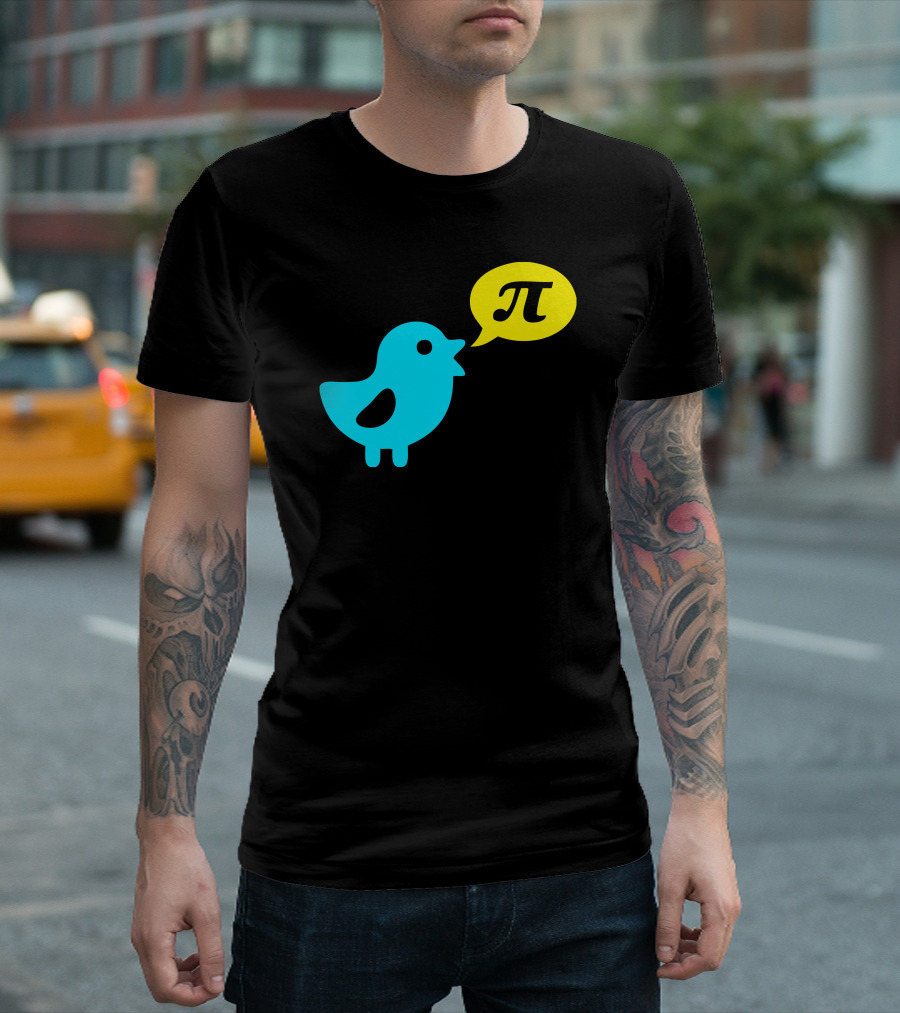 Nerd Bird Pi Symbol Speech Bubble Cartoon T-Shirt