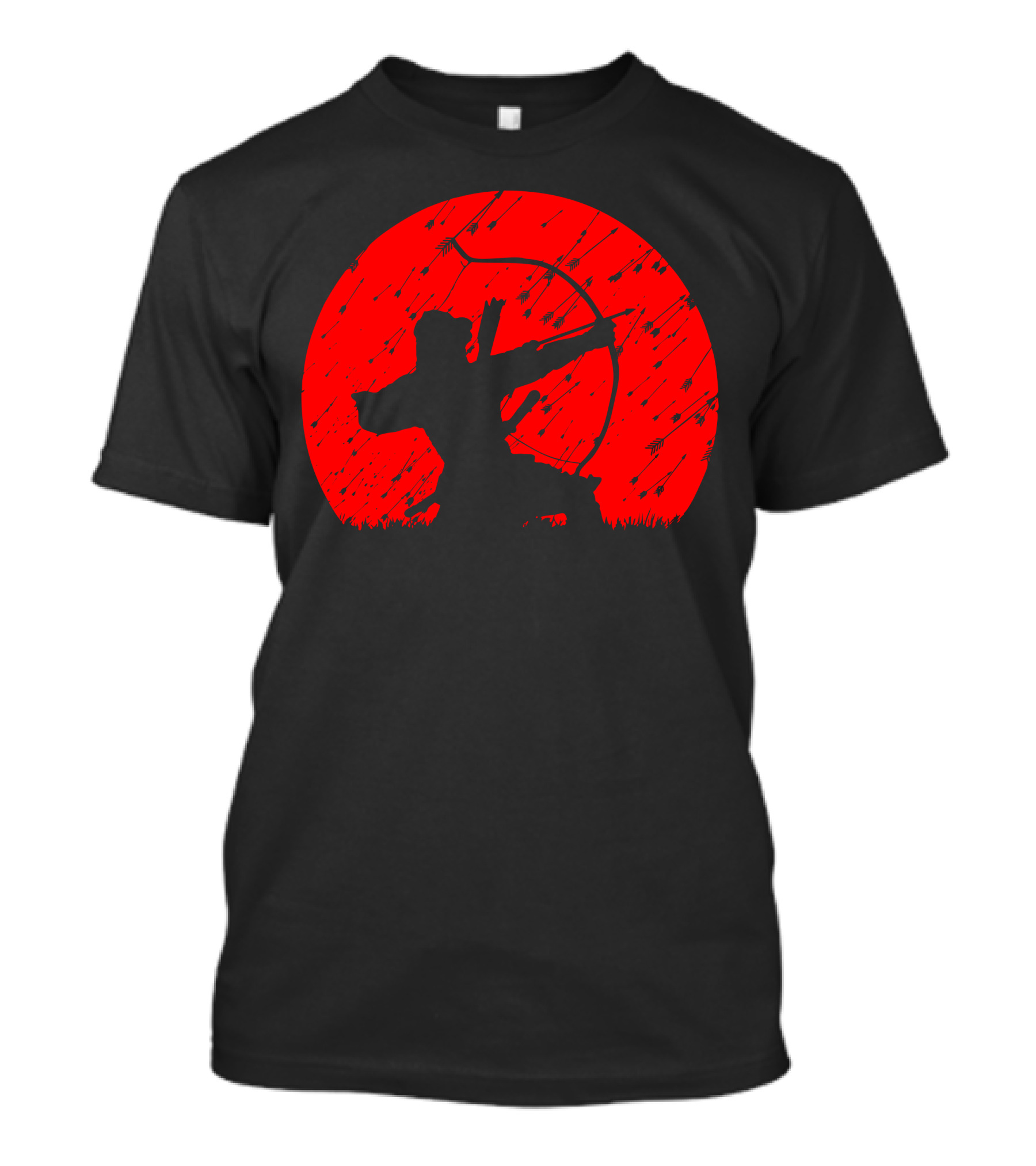 Oni Under Fire Archer Silhouette Against Red Sun T-Shirt