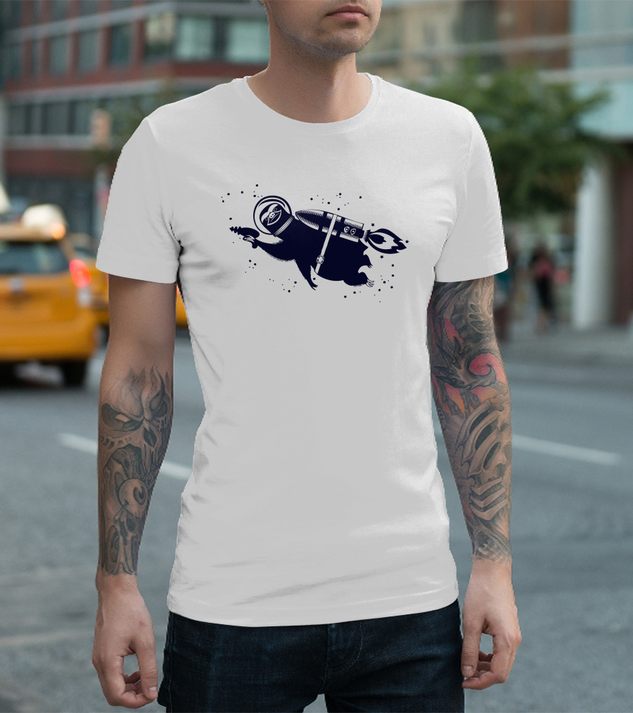Outer Space Sloth with Rocket and Ray Gun in Galactic Adventure T-Shirt