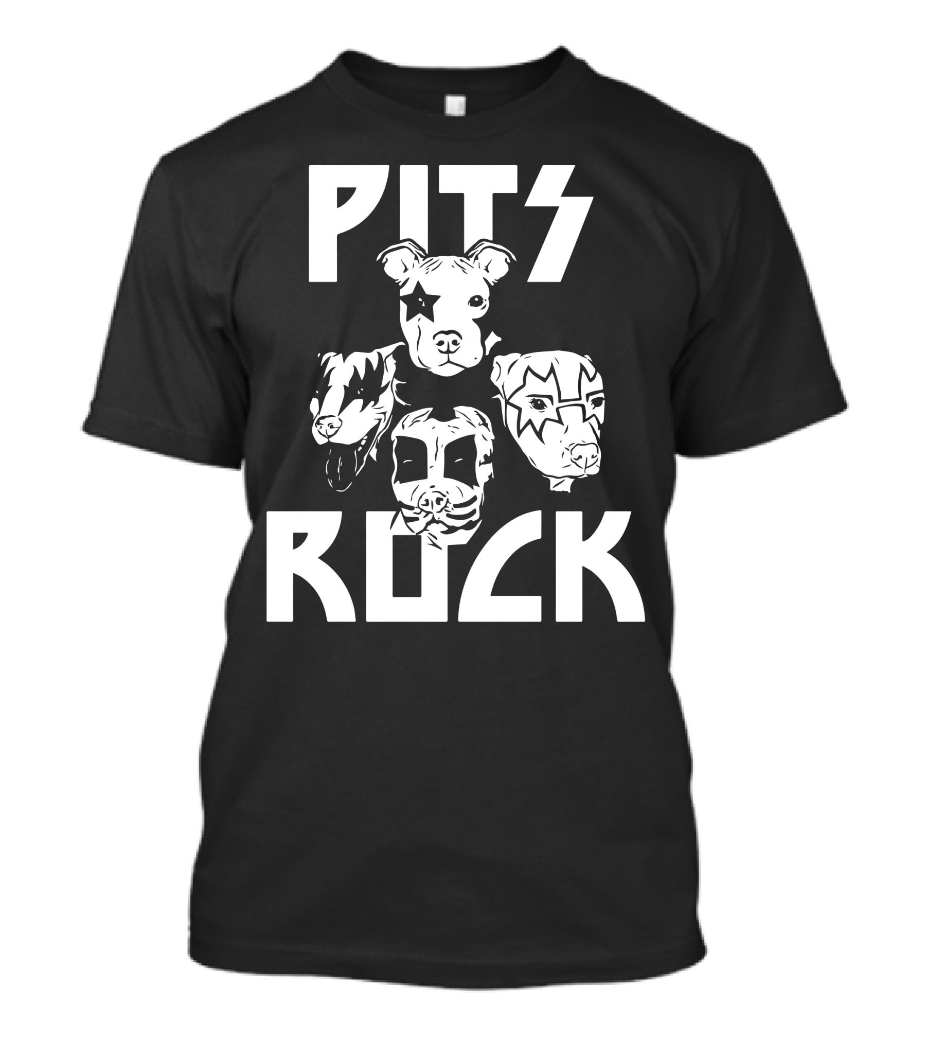 Pits Rock KISS Style Dog Faces T-Shirt