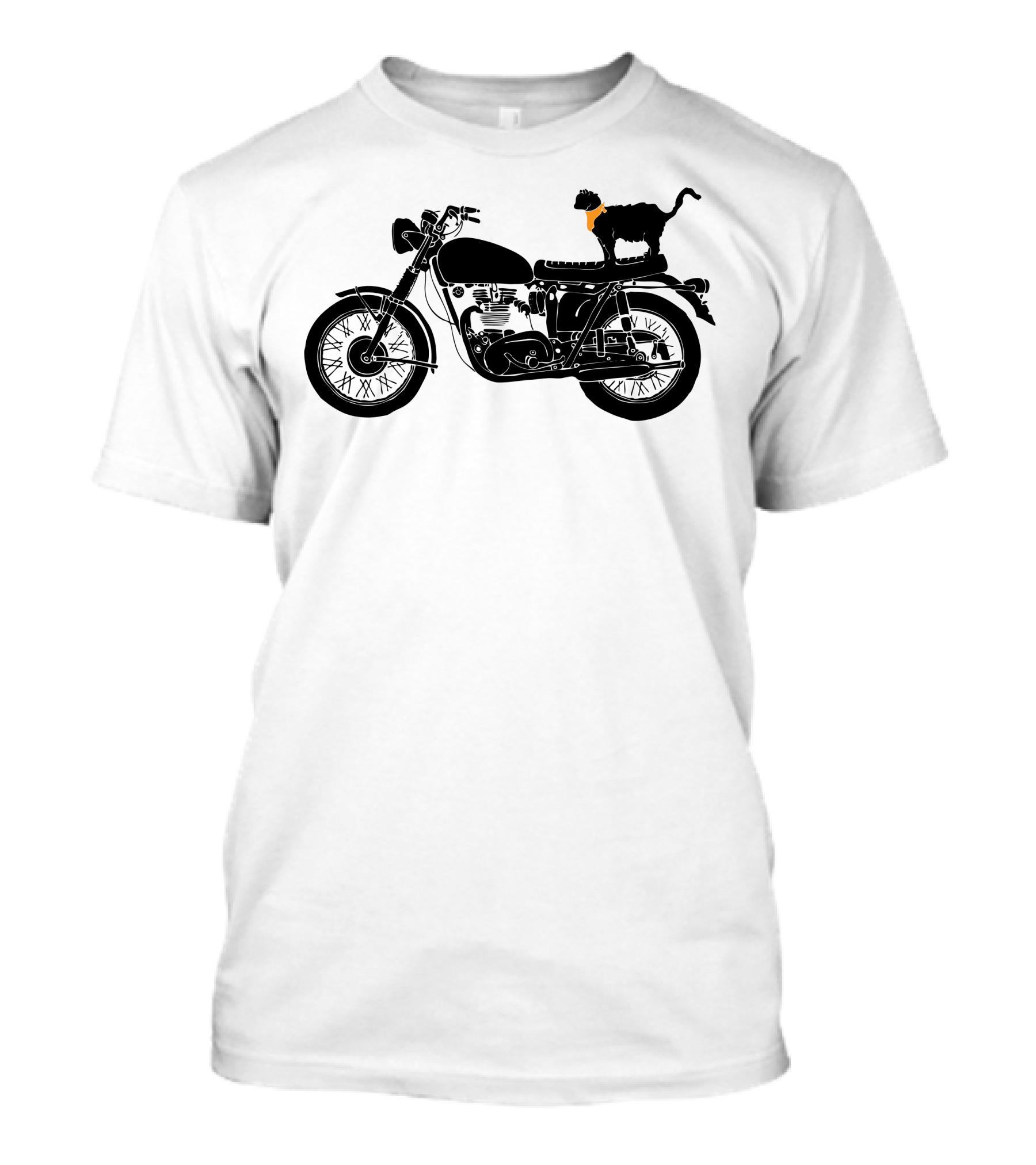 Purrfect Roadtrip Cat On Classic Motorcycle With Orange Bandana T-Shirt