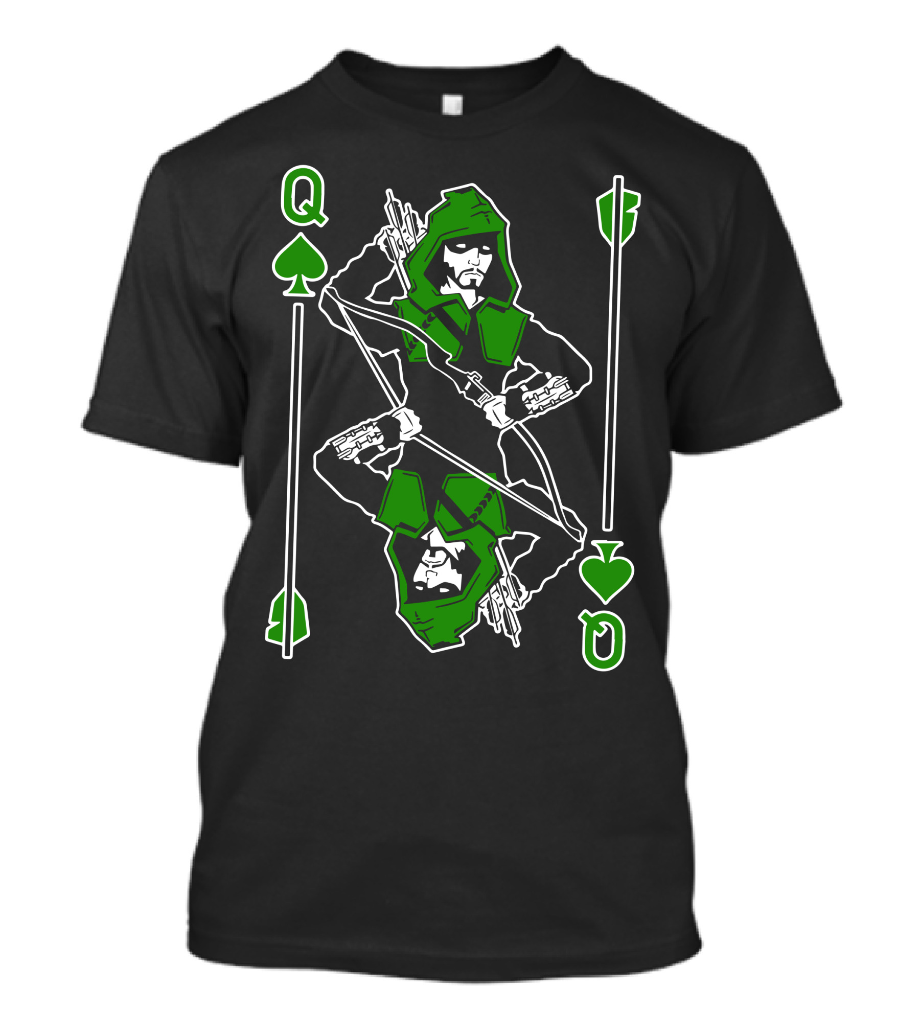 Queen Of Arrows Green Archer Card T-Shirt