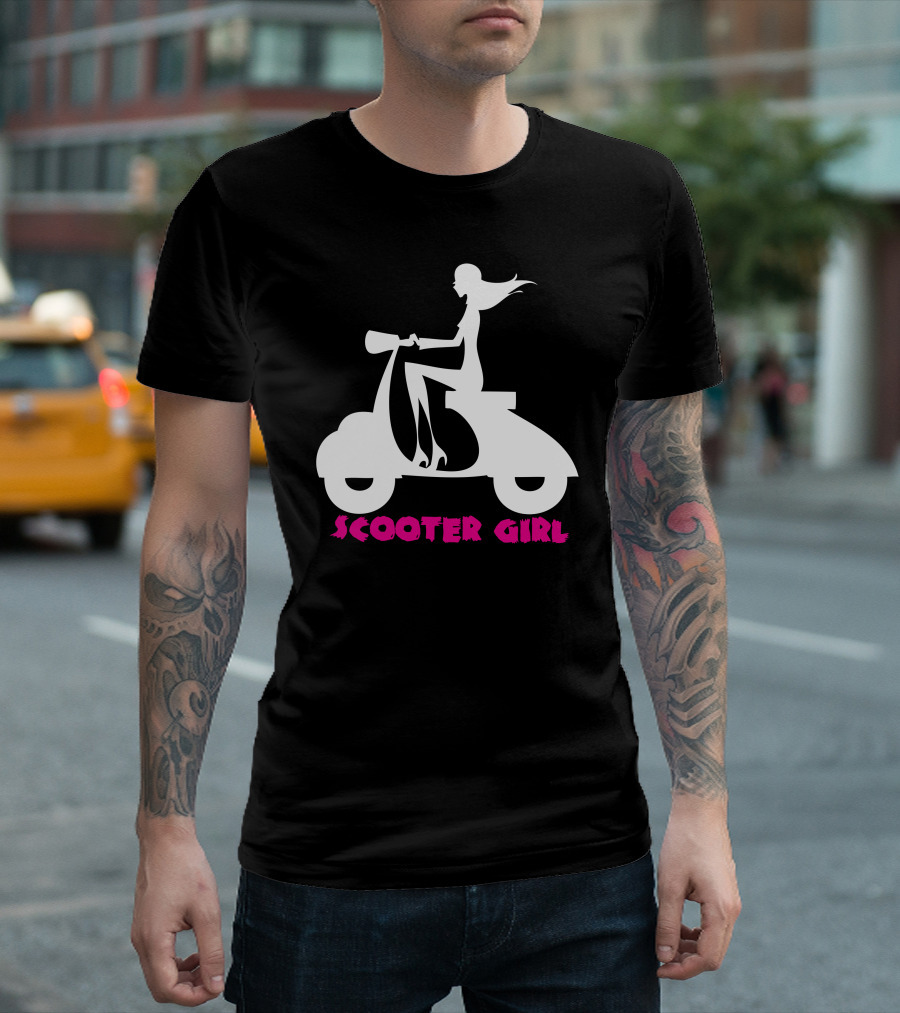 Scooter Girl Silhouette Riding Retro Scooter T-Shirt