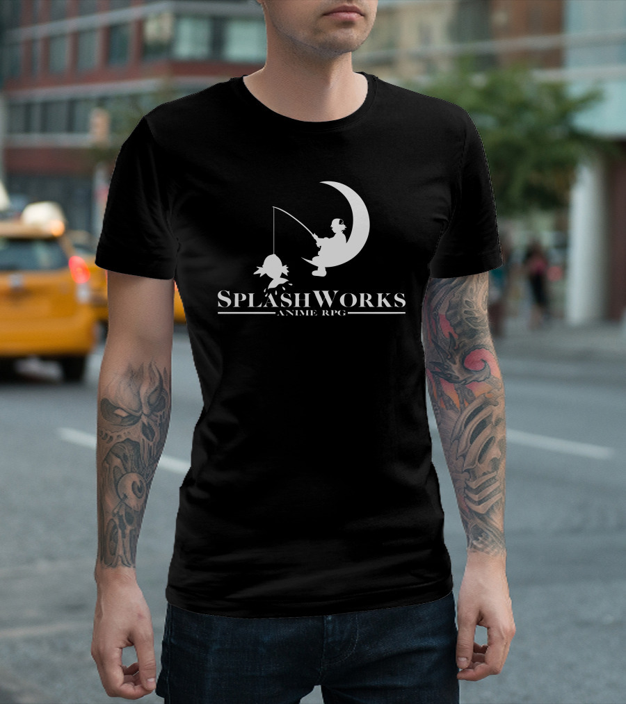 SplashWorks Anime RPG Moon Fishing Adventure T-Shirt