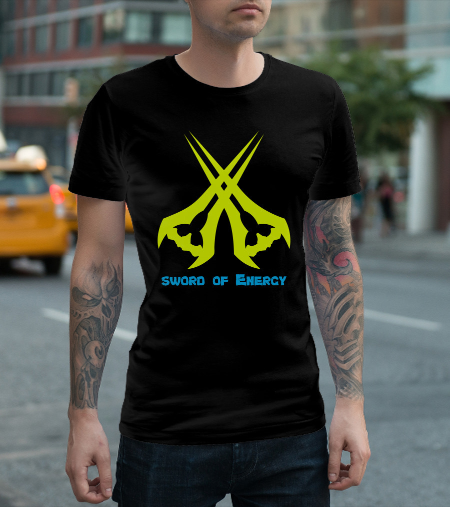 Sword of Energy Dual Swords Crossed in Neon Yellow T-Shirt