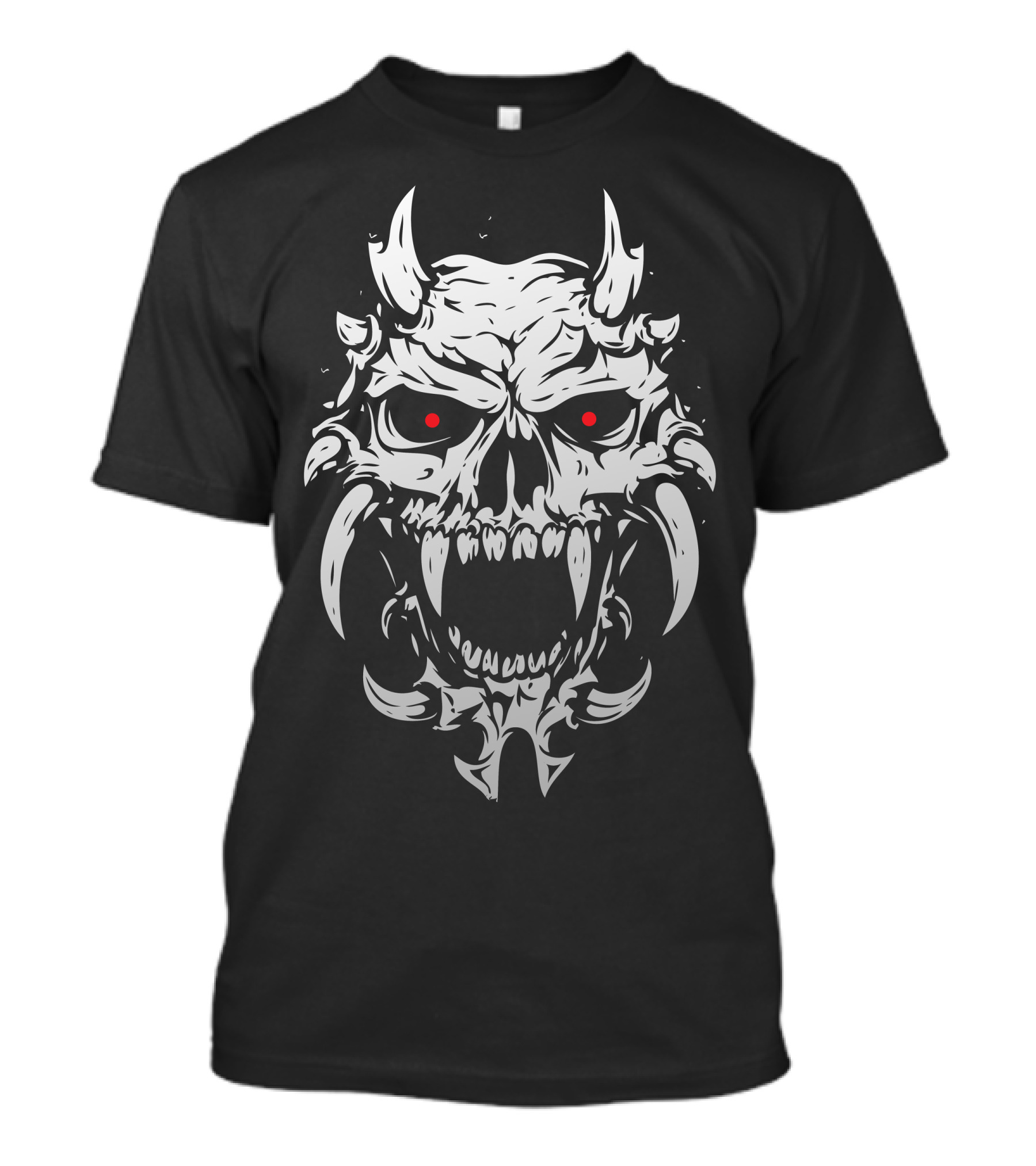 Demonic Evil Skull With Red Eyes And Horns T-Shirt