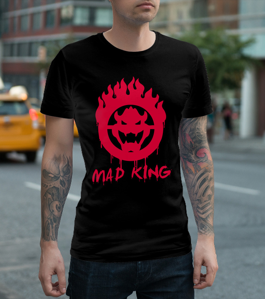 Mad King Flaming Icon with Bold Red T-Shirt