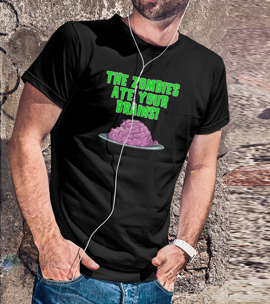 The Zombies Ate Your Brains Purple Brain On Plate T-Shirt
