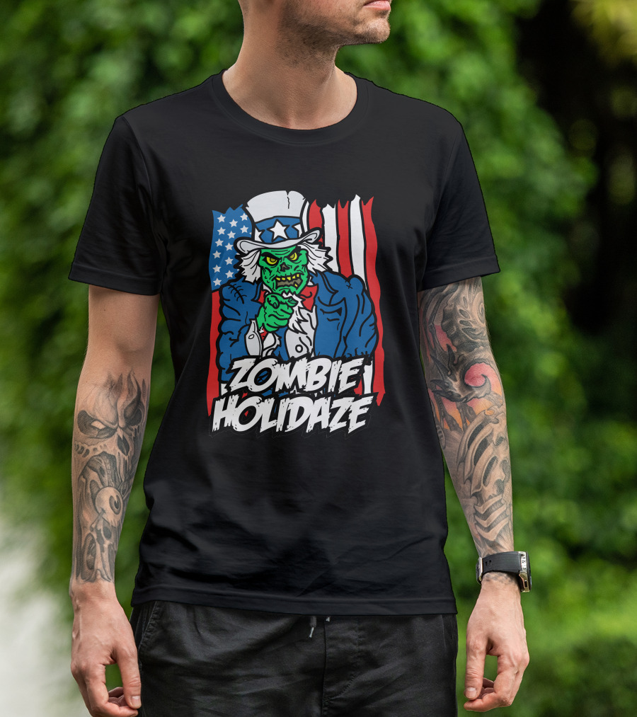 Zombie Holidaze Uncle Sam Undead Patriotic T-Shirt