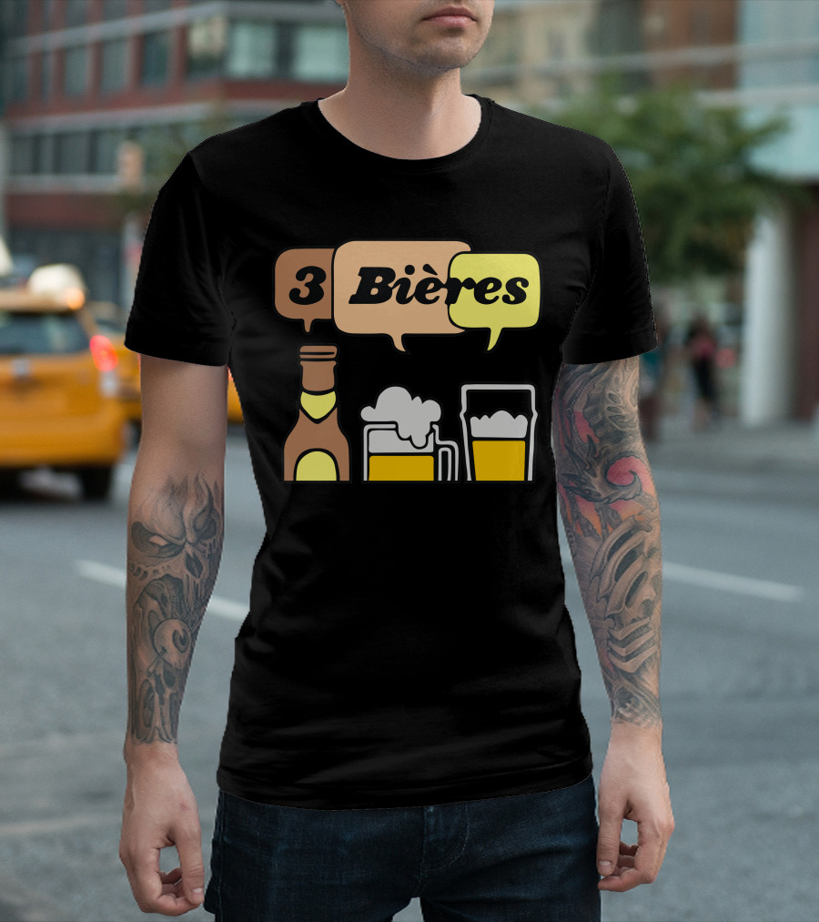 3 Bières Speech Bubbles and Beer Glasses T-Shirt