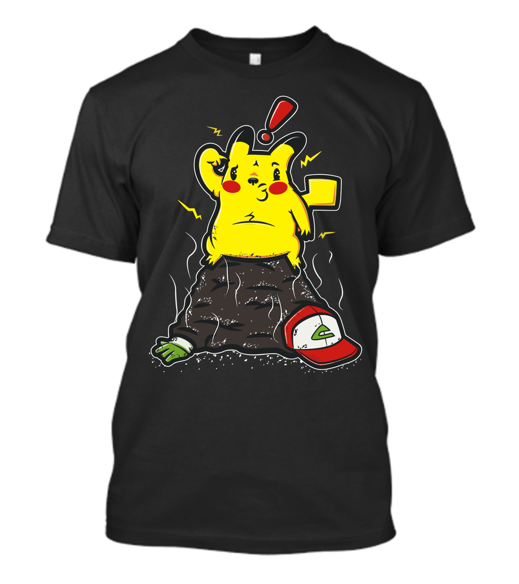 Pikachu Ash's Hat Exclamation Point Electric Shock T-Shirt