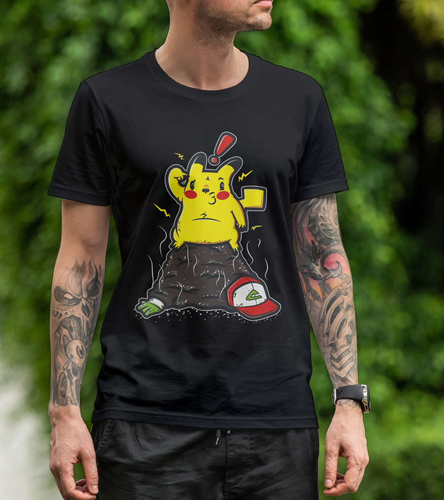 Pikachu Ash's Hat Exclamation Point Electric Shock T-Shirt