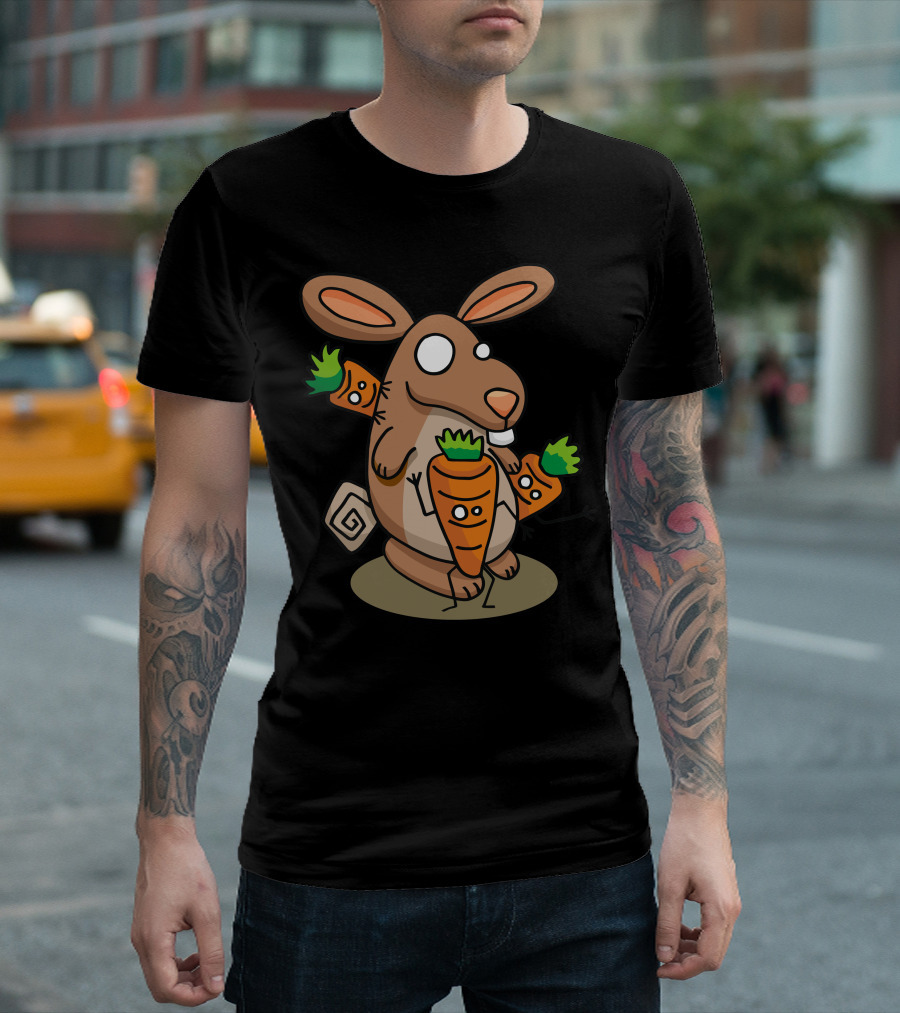 Carrot Party Rabbit With Happy Dancing Carrots T-Shirt