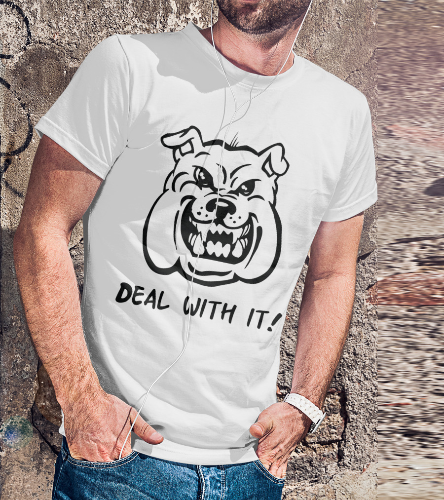 Deal With It Angry Pitbull Face Bold Expression T-Shirt
