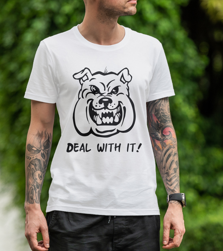 Deal With It Angry Pitbull Face Bold Expression T-Shirt