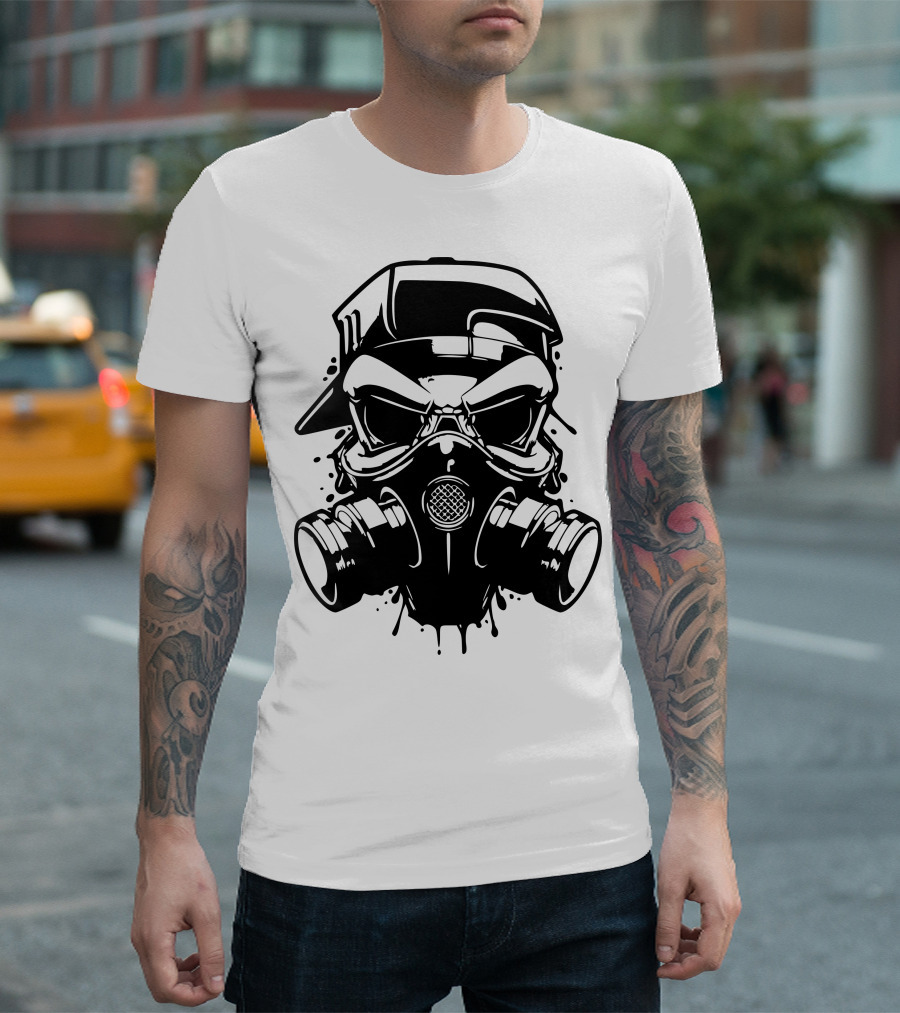 Gas Mask Skull With Cap T-Shirt