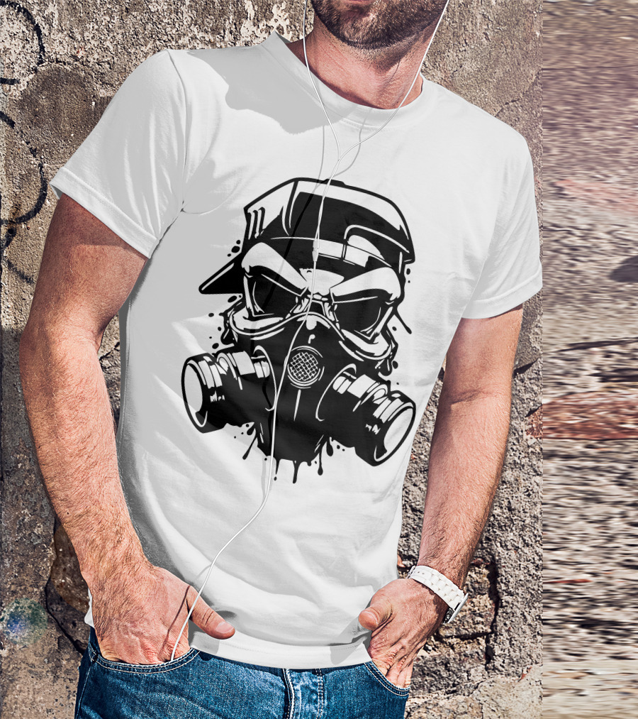 Gas Mask Skull With Cap T-Shirt