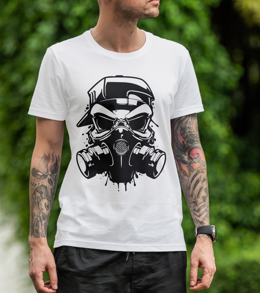 Gas Mask Skull With Cap T-Shirt