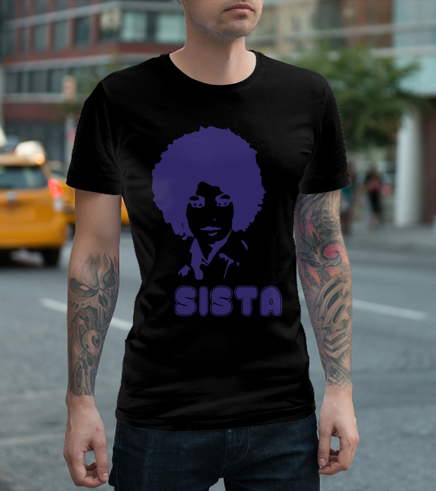 Sista Iconic Afro Silhouette in Blue T-Shirt