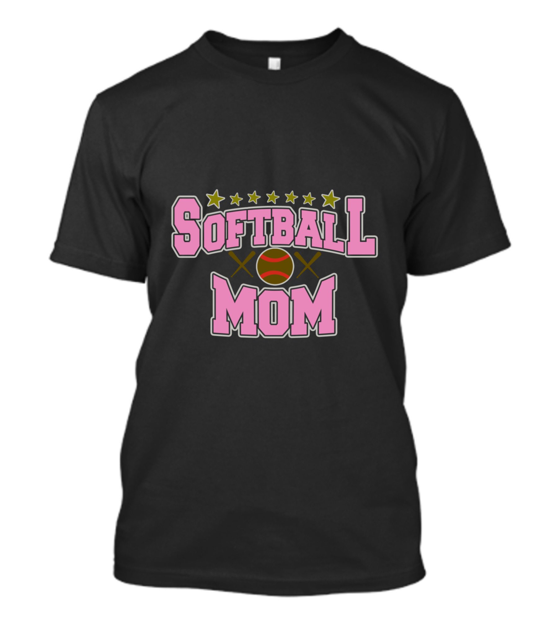 Softball Mom Glitter Stars Crossed Bats T-Shirt