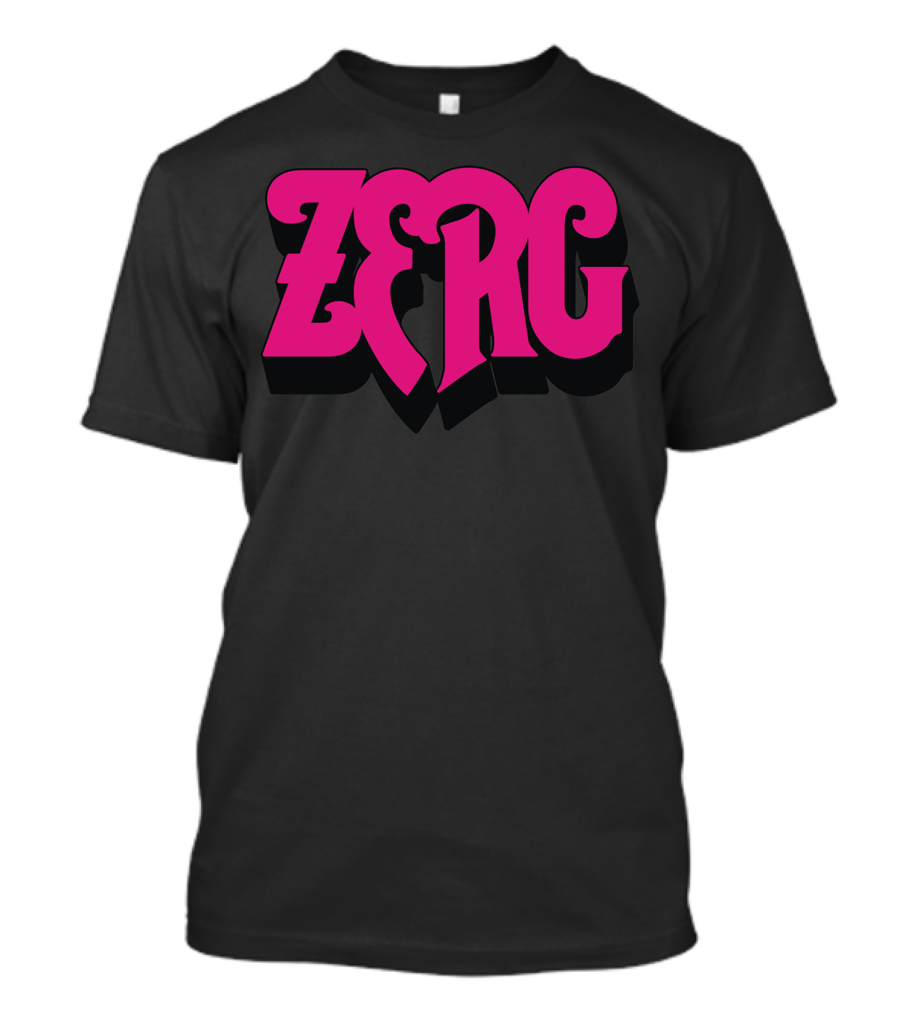 Zerg Rush Bold Pink Typography T-Shirt