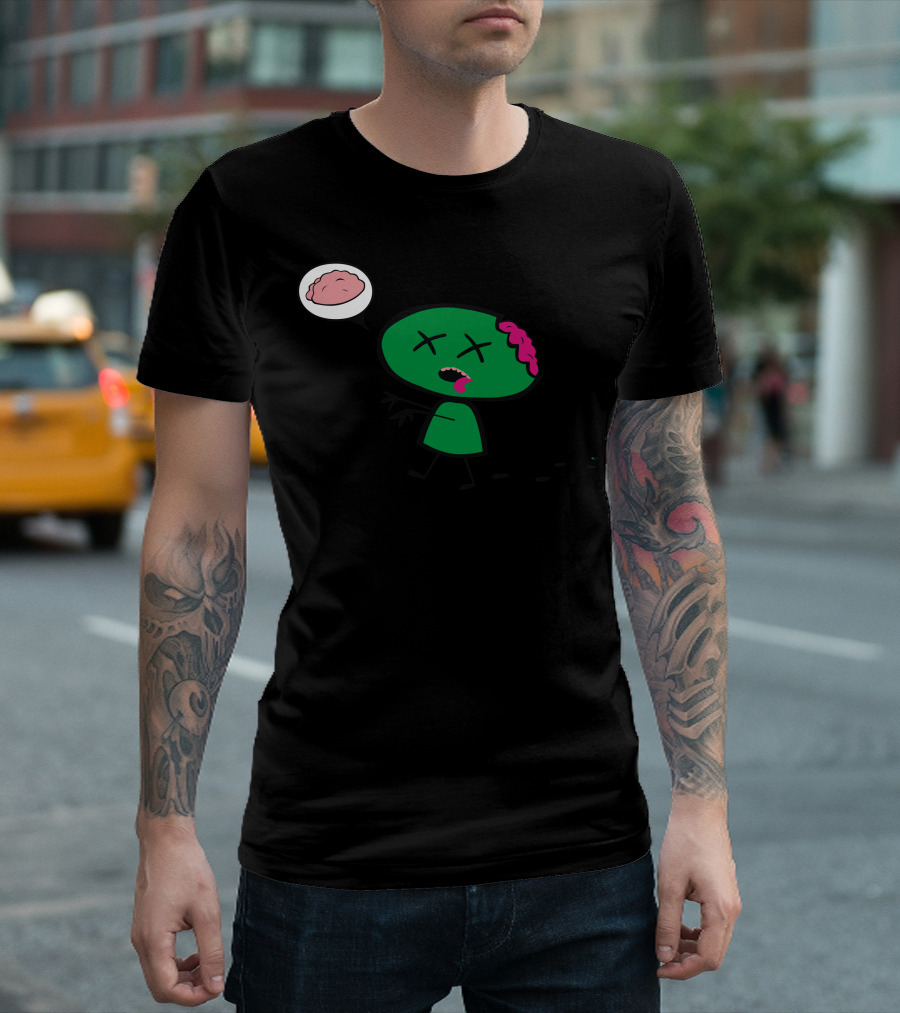 Zombie Craving Cartoon Brain T-Shirt