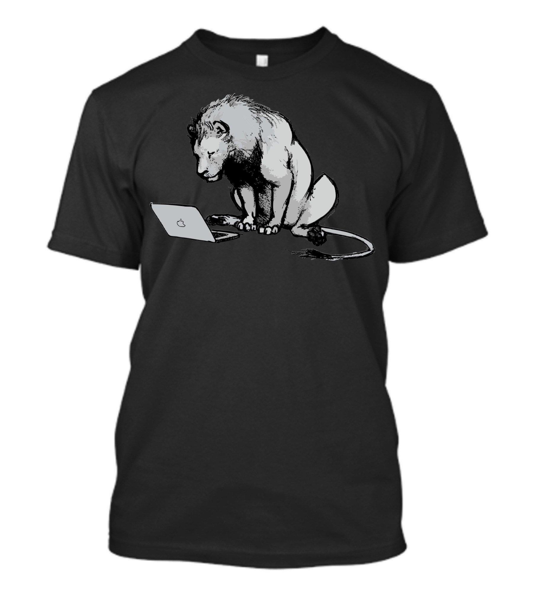 Lion With Apple Laptop T-Shirt