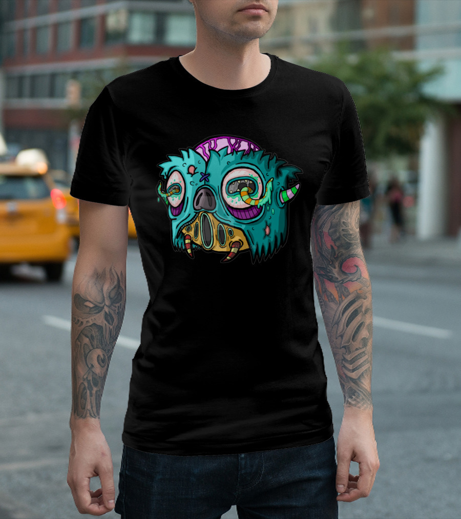 Monster Creepy Cartoon Creature With Tentacles And Brain T-Shirt