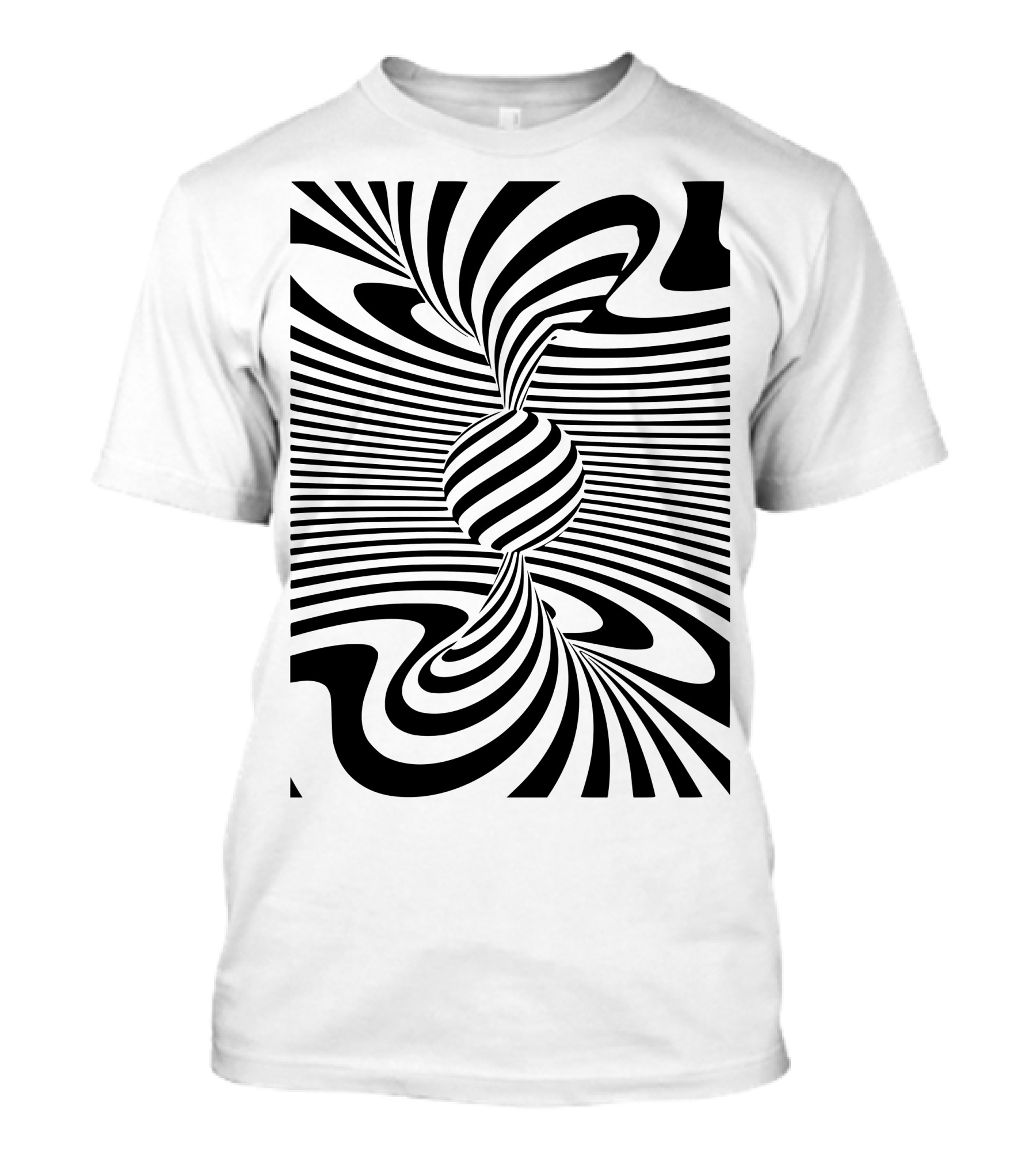 Optical Illusion Black And White Swirling Stripes T-Shirt