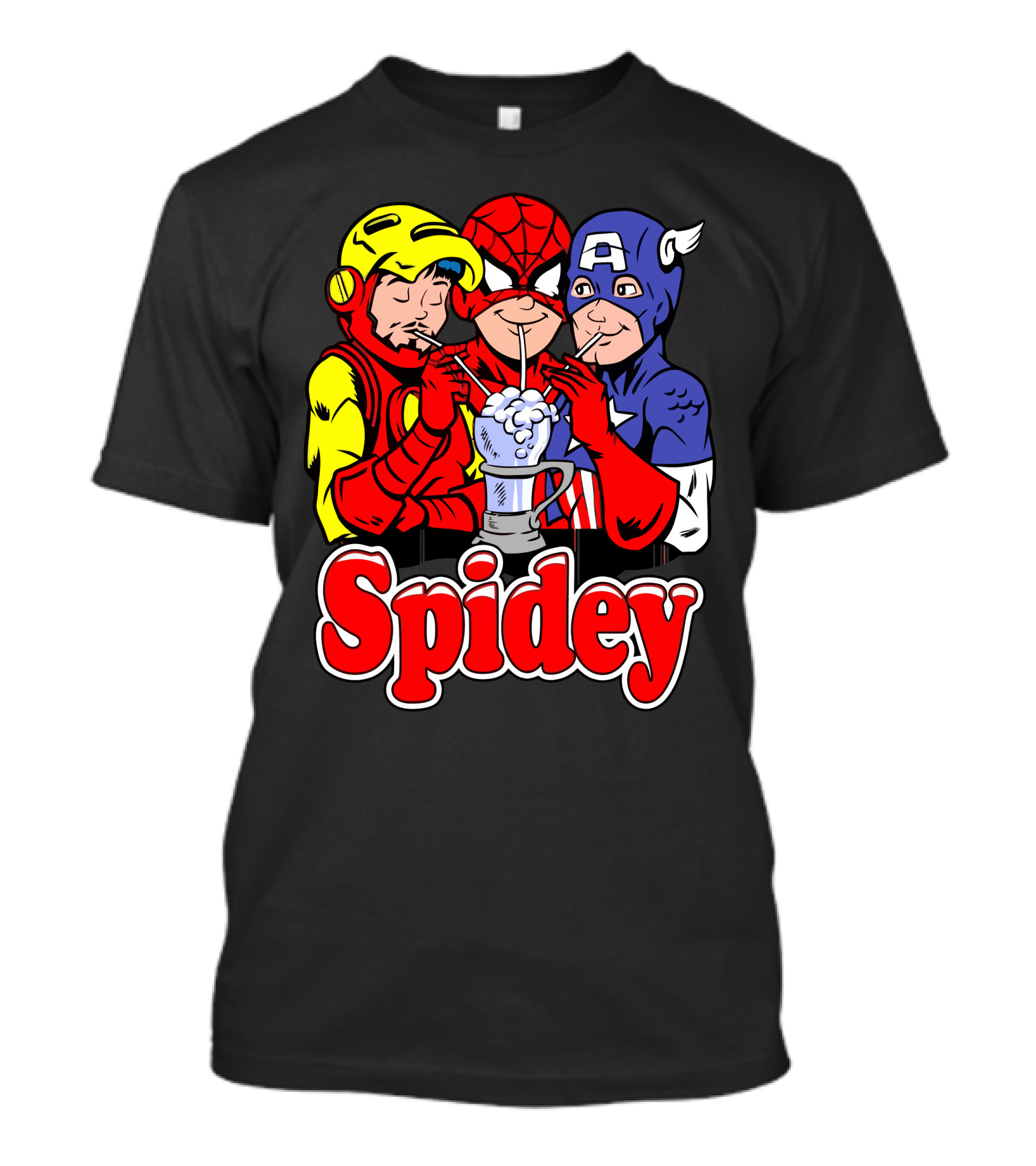 Spidey Heroes Sharing Milkshake T-Shirt