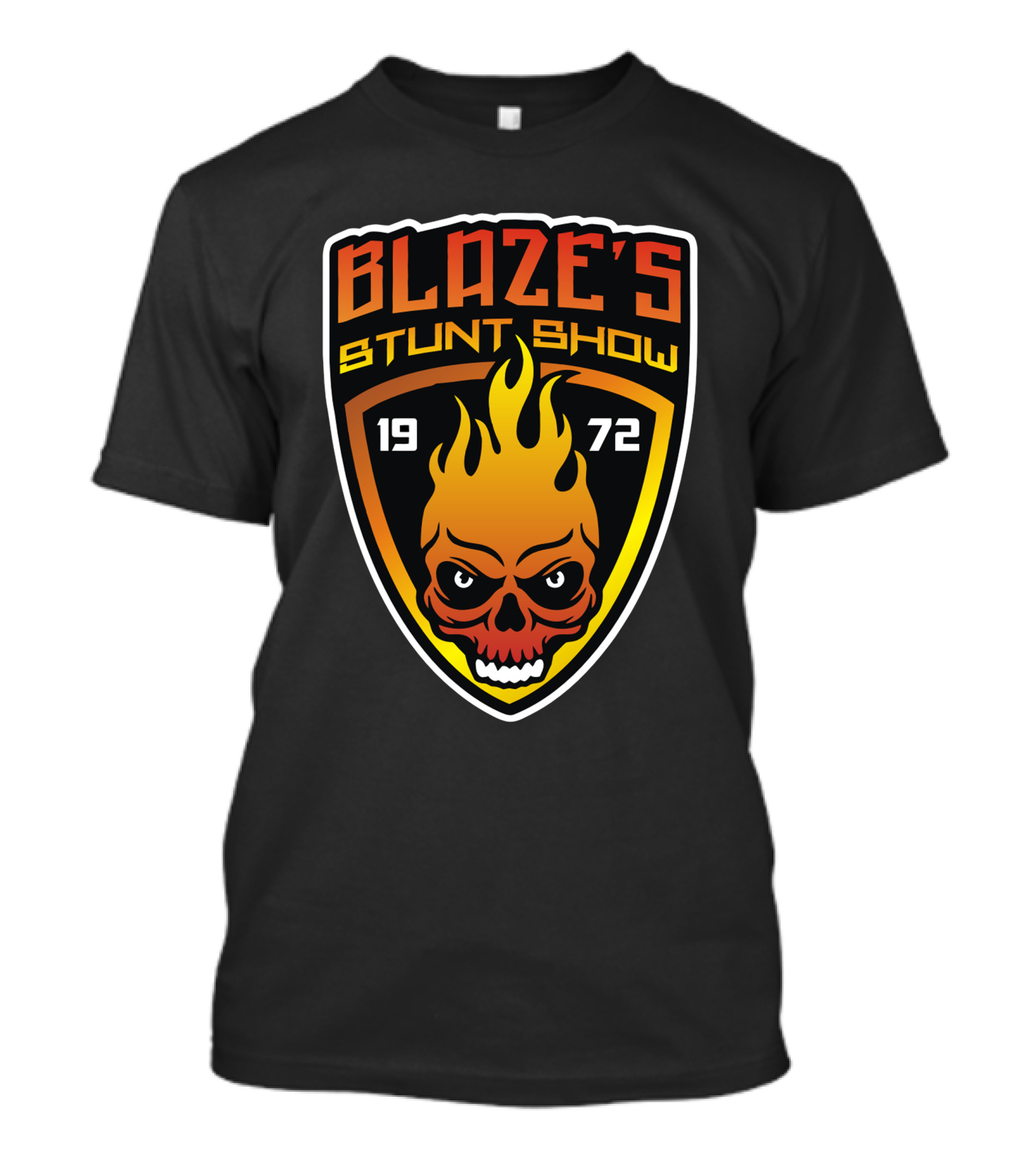 BLAZE'S STUNT SHOW 1972 Fiery Skull Emblem T-Shirt