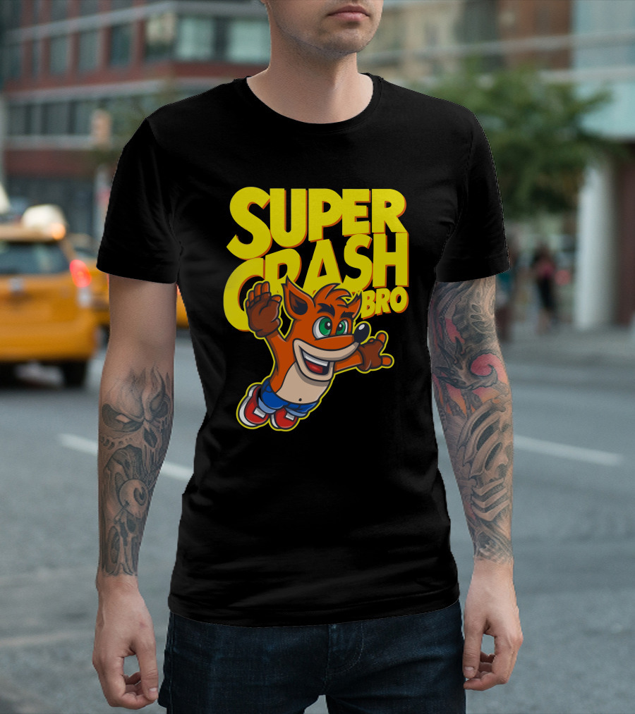 Super Crash Bro Video Game Crossover Character Mashup T-Shirt