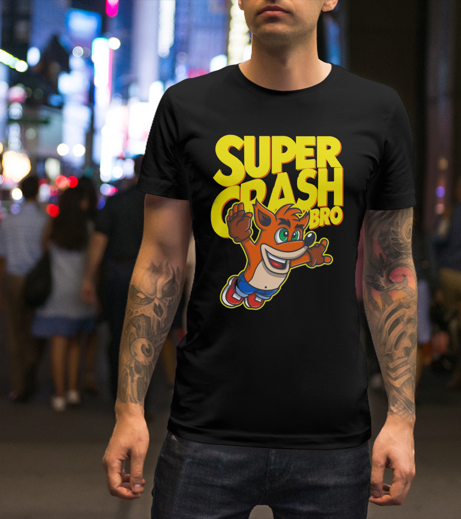 Super Crash Bro Video Game Crossover Character Mashup T-Shirt