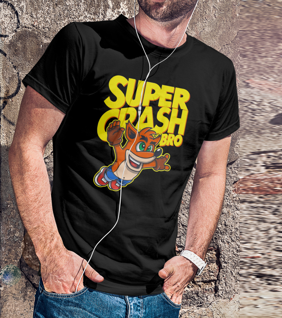 Super Crash Bro Video Game Crossover Character Mashup T-Shirt