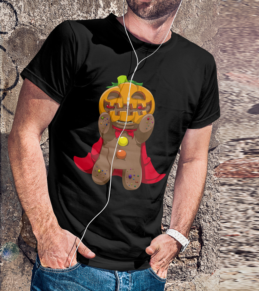 Super G Pumpkin Gingerbread Hero With Red Cape T-Shirt