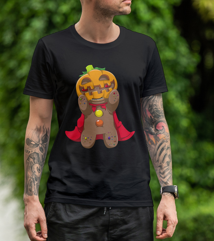 Super G Pumpkin Gingerbread Hero With Red Cape T-Shirt