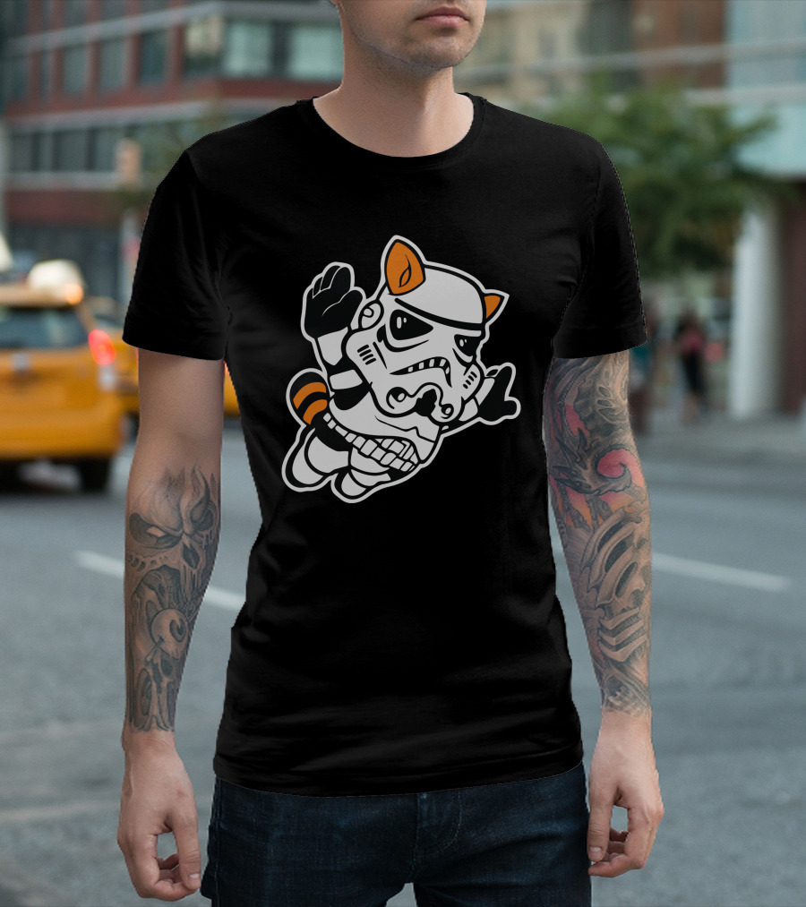 Super Trooper Bros Stormtrooper Raccoon Mario Crossover Iconic Fusion T-Shirt