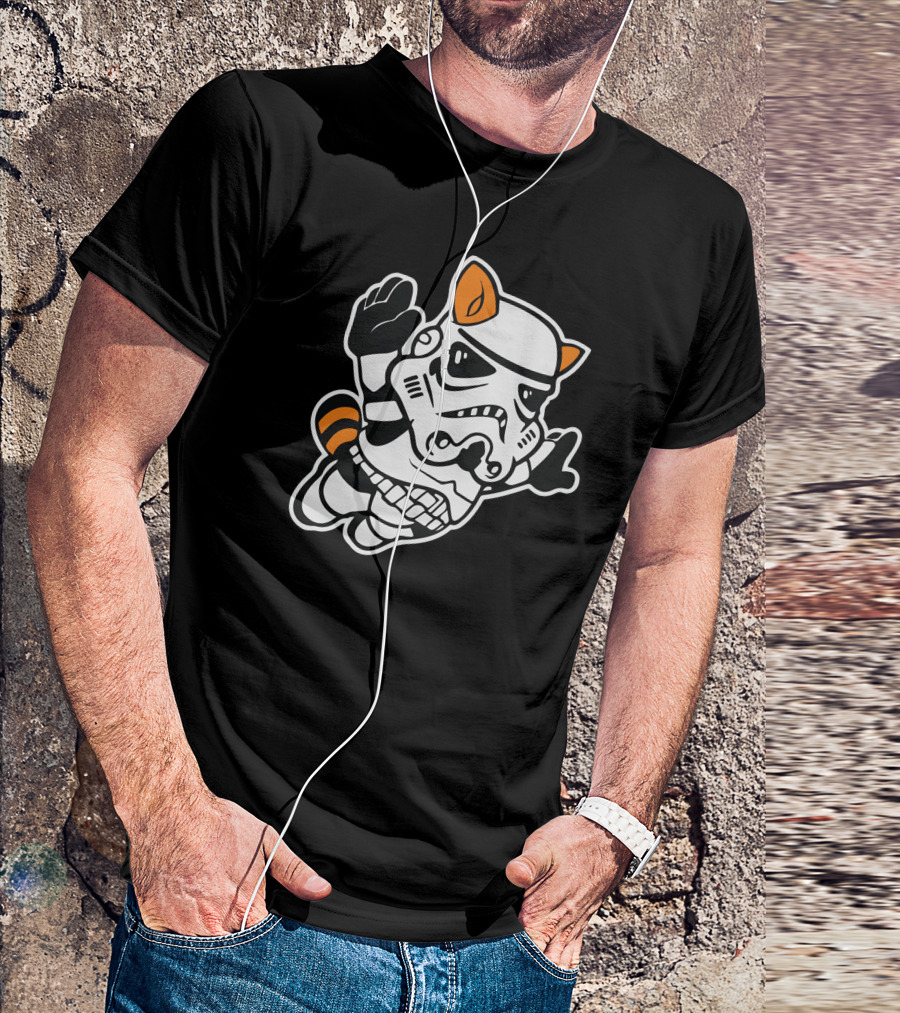 Super Trooper Bros Stormtrooper Raccoon Mario Crossover Iconic Fusion T-Shirt