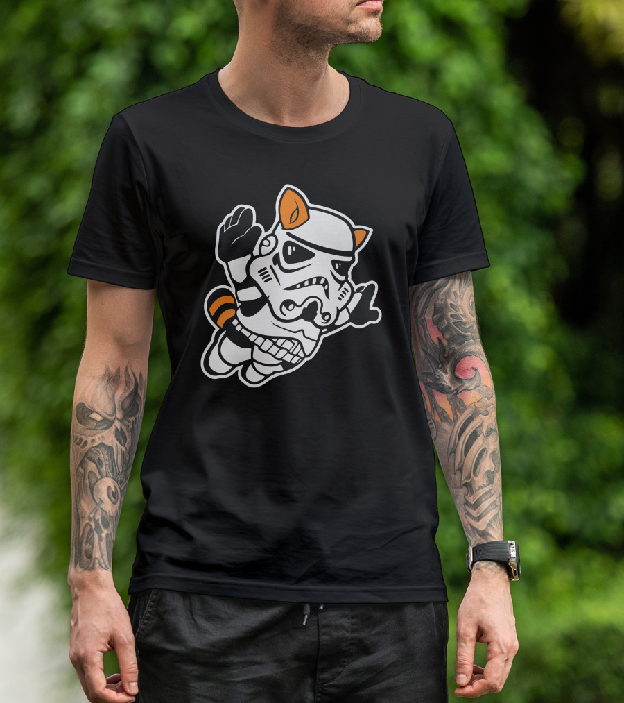 Super Trooper Bros Stormtrooper Raccoon Mario Crossover Iconic Fusion T-Shirt