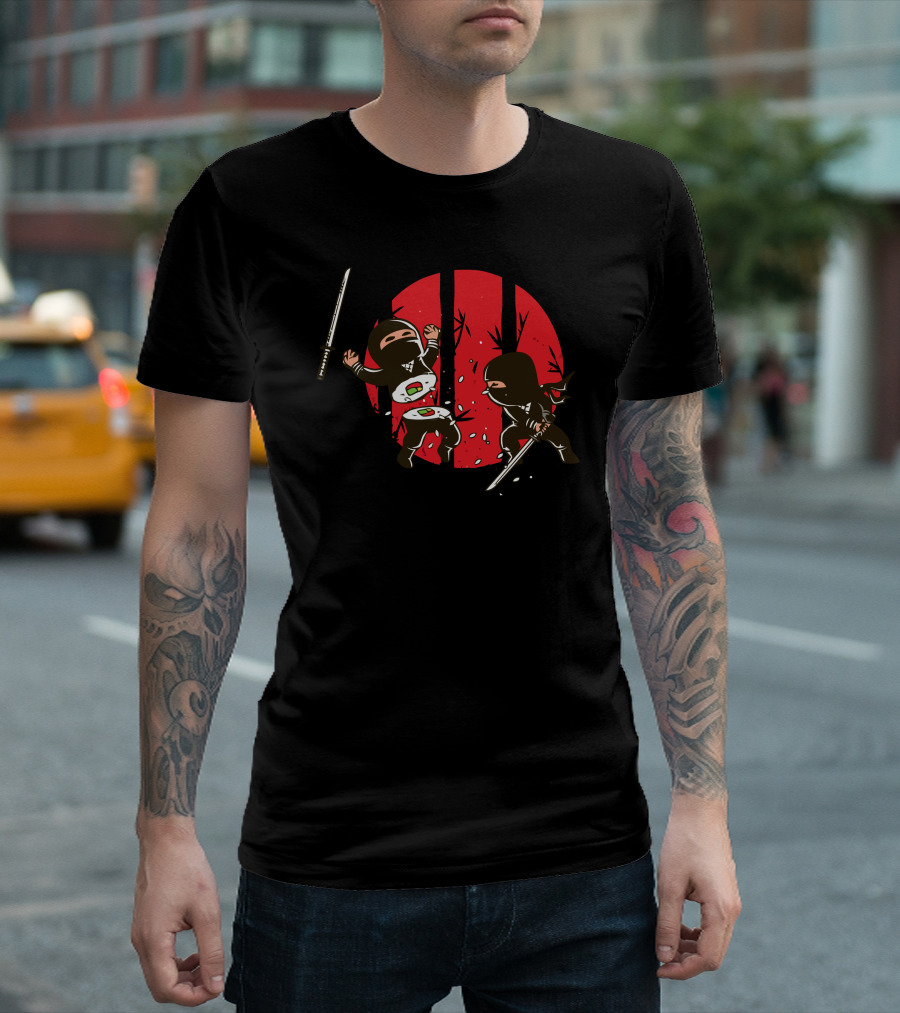 Sushi Victory Ninja Showdown In Red Moonlight T-Shirt
