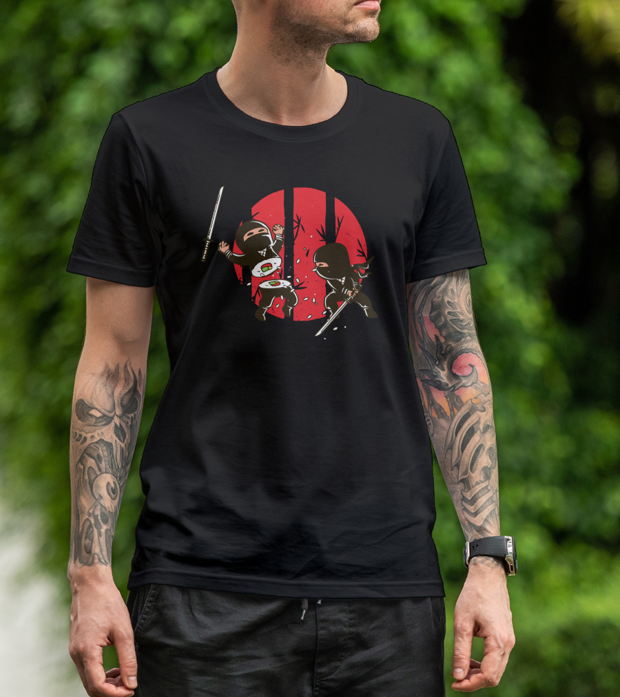 Sushi Victory Ninja Showdown In Red Moonlight T-Shirt