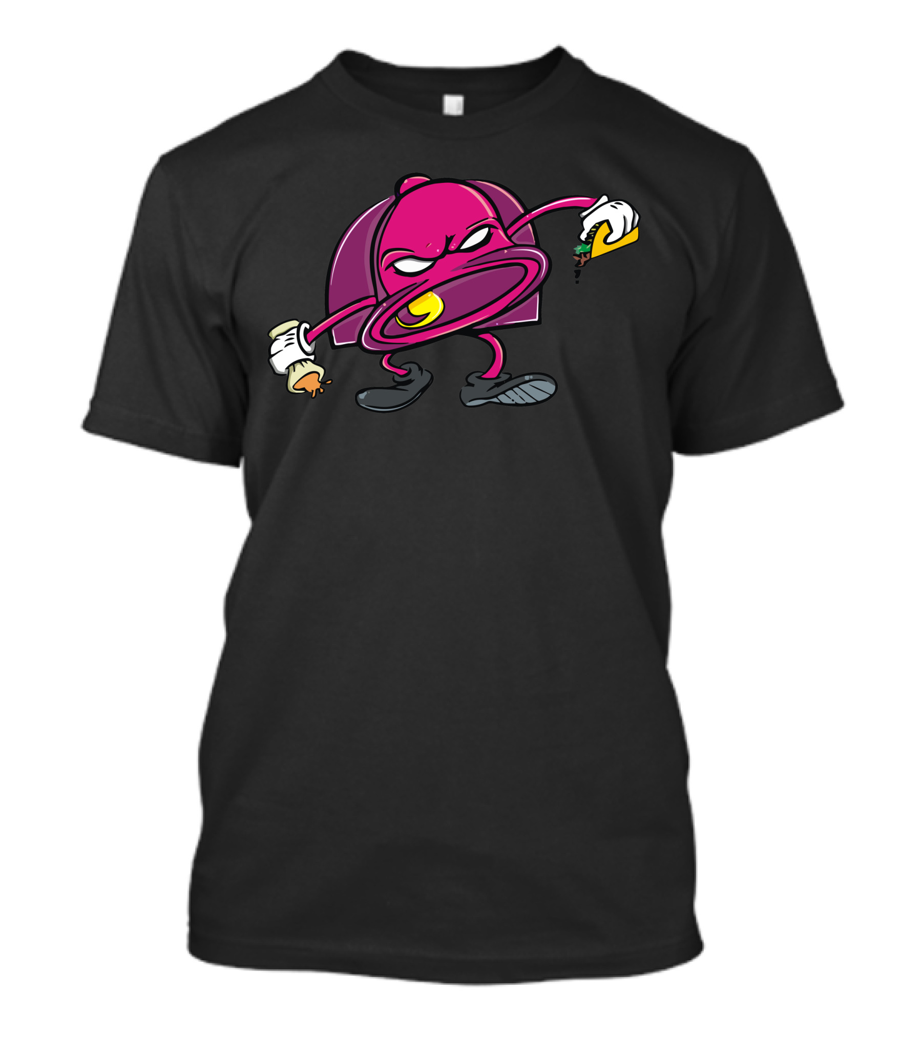Taco Bell Rampage Angry Bell Icon With Taco And Sauce Cup T-Shirt