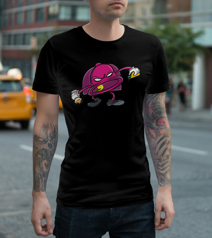 Taco Bell Rampage Angry Bell Icon With Taco And Sauce Cup T-Shirt