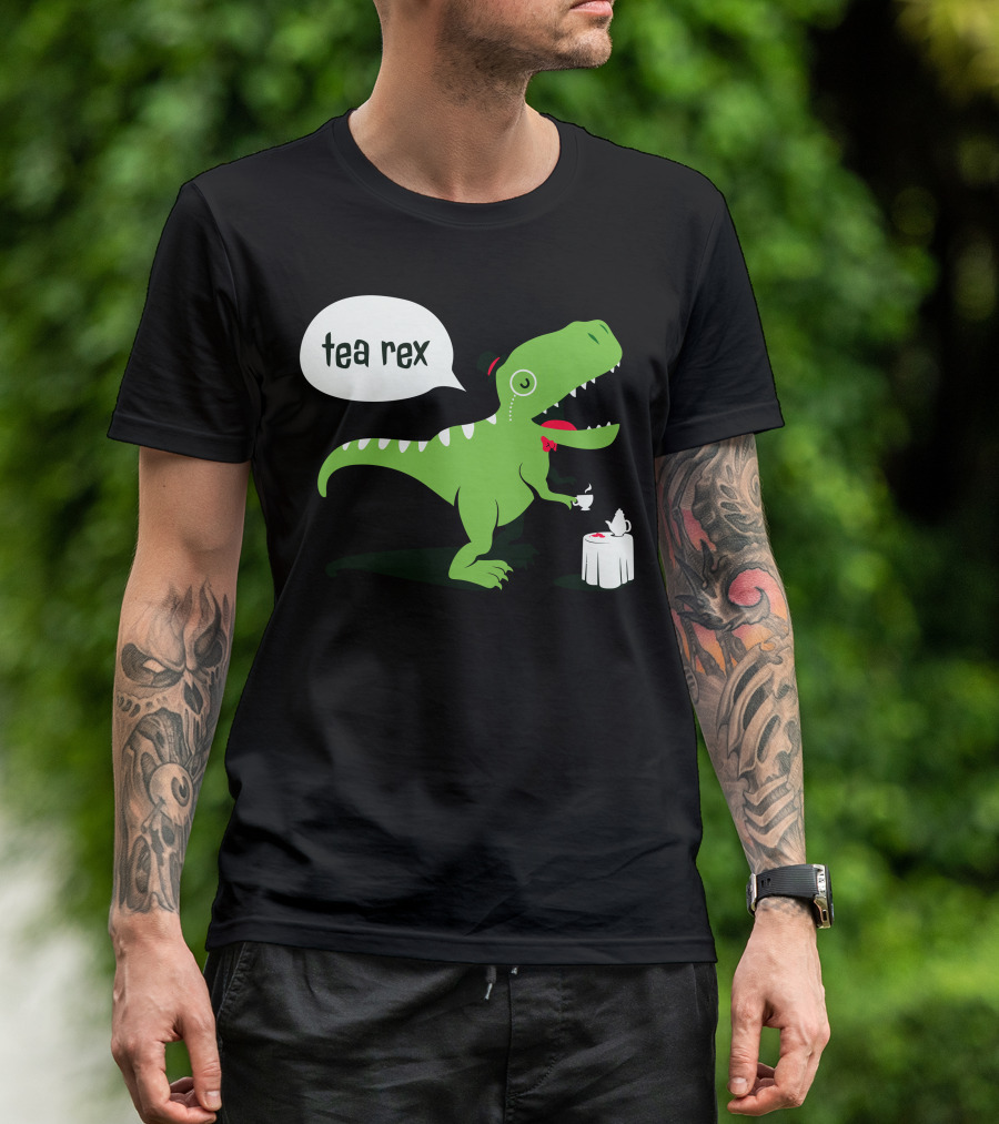 Tea Rex Dinosaur With Teacup And Top Hat T-Shirt