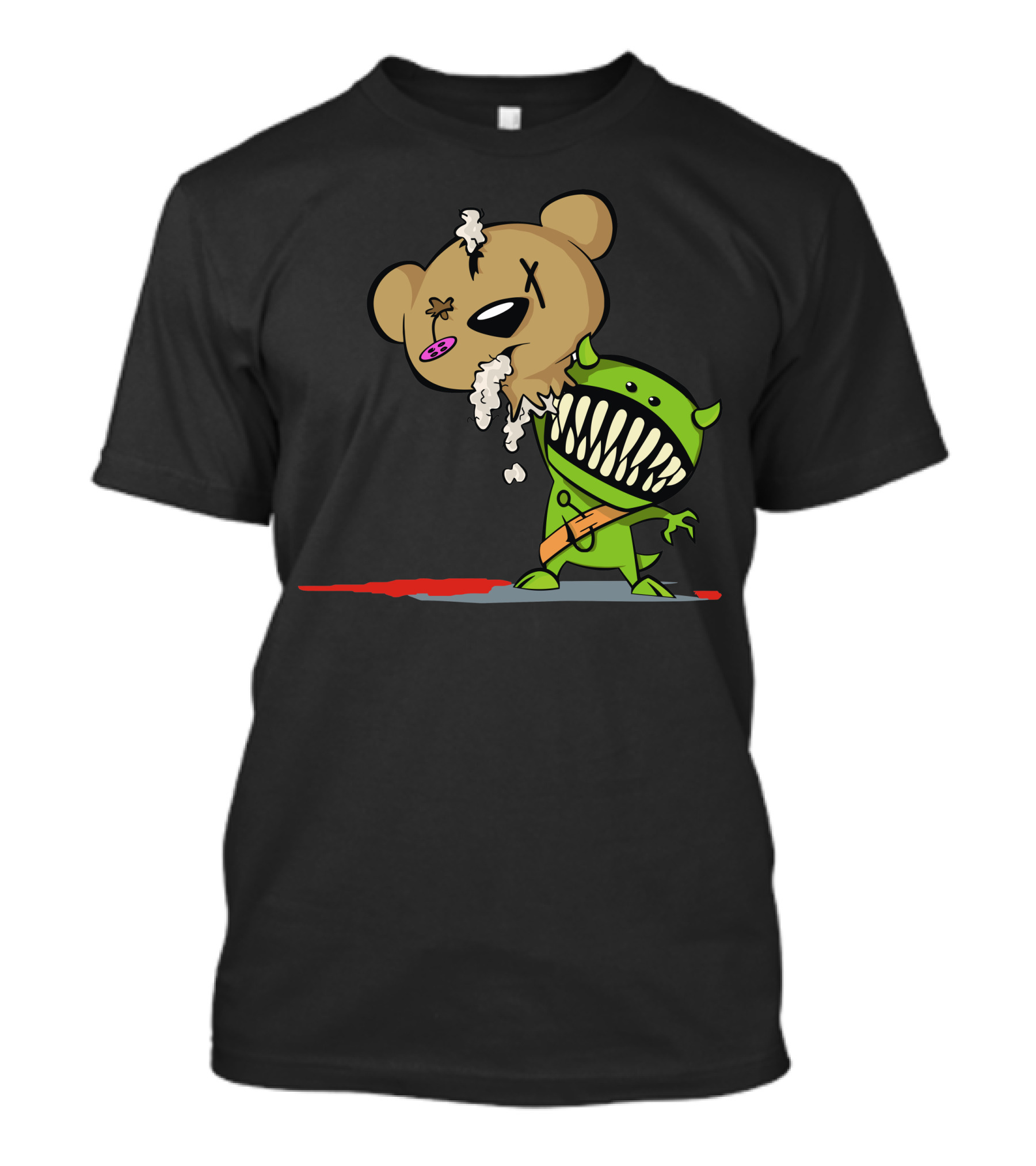 Teddy Monster With Green Creature And Decapitated Bear Head T-Shirt